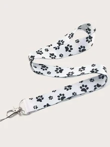 Dog Paw Print Phone Lanyard - Black and White - View 2