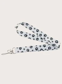 Dog Paw Print Phone Lanyard - Black and White - View 3