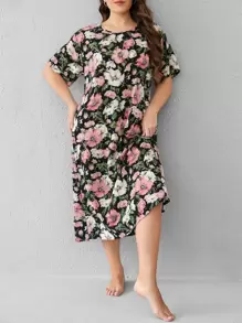 SHEIN Unity 大碼落肩印花睡衣 - 彩色 - 查看 1