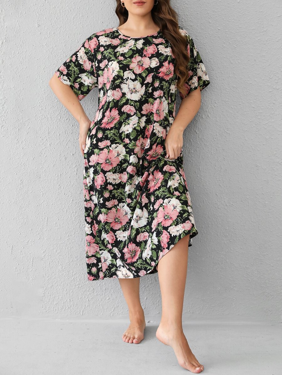 SHEIN Unity 大碼落肩印花睡衣 - 彩色 - 查看 1