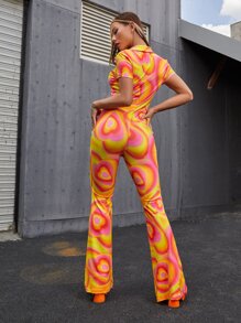 SHEIN ICON Ombre Collared Button Front Jumpsuit - Multicolor - View 2