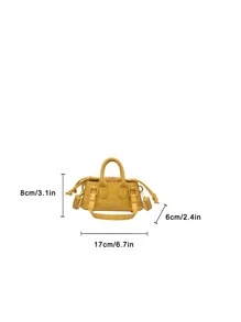Mini Crocodile Embossed Satchel Bag - Yellow - View 3