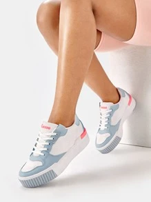 Two Tone Letter Graphic Skate Shoes - Baby Blue - View 5