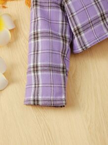 嬰兒格子呢圖案襯衫和腰帶半身裙 - 紫色 - 查看 4