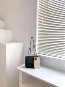 Mini Quilted Chain Shoulder Bag - Black - View 3