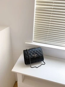 Mini Quilted Chain Shoulder Bag - Black - View 4