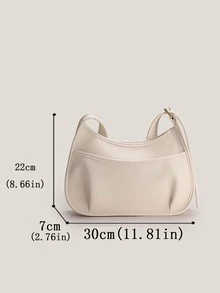 1pc New Fashion Large Capacity Casual Versatile Minimalist Sweet & Spicy High-Quality Multi-Functional Adjustable Strap Shoulder/Crossbody Bag, Vintage Academic Commuter Style, Elegant For Office Ladies, University Students, Daily Use - Beige - View 6