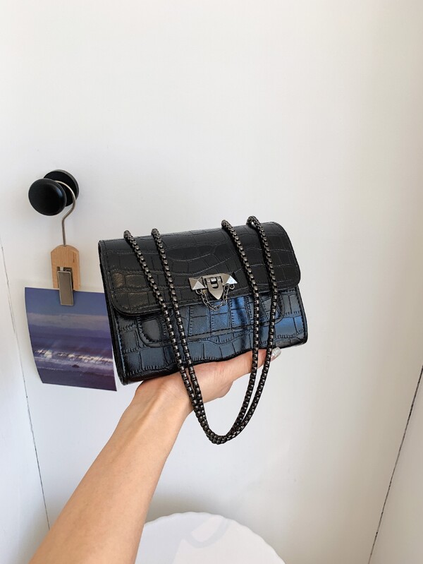 防水、輕巧、商務休閒迷你鱷魚皮紋風琴翻盖斜挎包,適用於學生、新手和白領上班族,適用於辦公室、學院、工作、商務和通勤