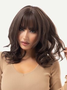 Xoăn Tự nhiên Tóc giả Tóc mái - màu nâu - Xem 6