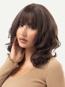 Xoăn Tự nhiên Tóc giả Tóc mái - màu nâu - Xem 7