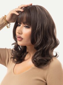 Xoăn Tự nhiên Tóc giả Tóc mái - màu nâu - Xem 8