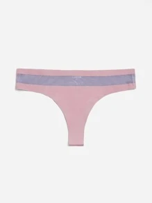 Colourblock Thong Panty - Dusty Pink - View 3