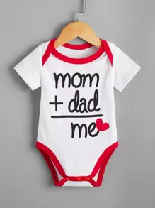 Đứa bé trai Đồ họa Chữ cái Viền Piping Áo liền quần chặt - trắng - Xem 1