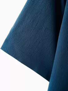 Manfinity Homme Men Button Up Curved Hem Shirt - Navy Blue - View 3