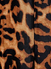 LOVE&LEMONADE 豹紋印花鏤空露背吊脖闊腿連體褲