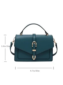 金屬扣翻蓋方包 - 水鴨藍 - 查看 4