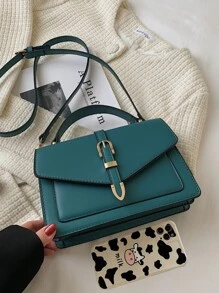 金屬扣翻蓋方包 - 水鴨藍 - 查看 3