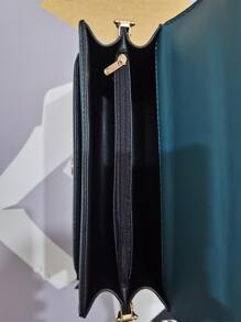 金屬扣翻蓋方包 - 水鴨藍 - 查看 8