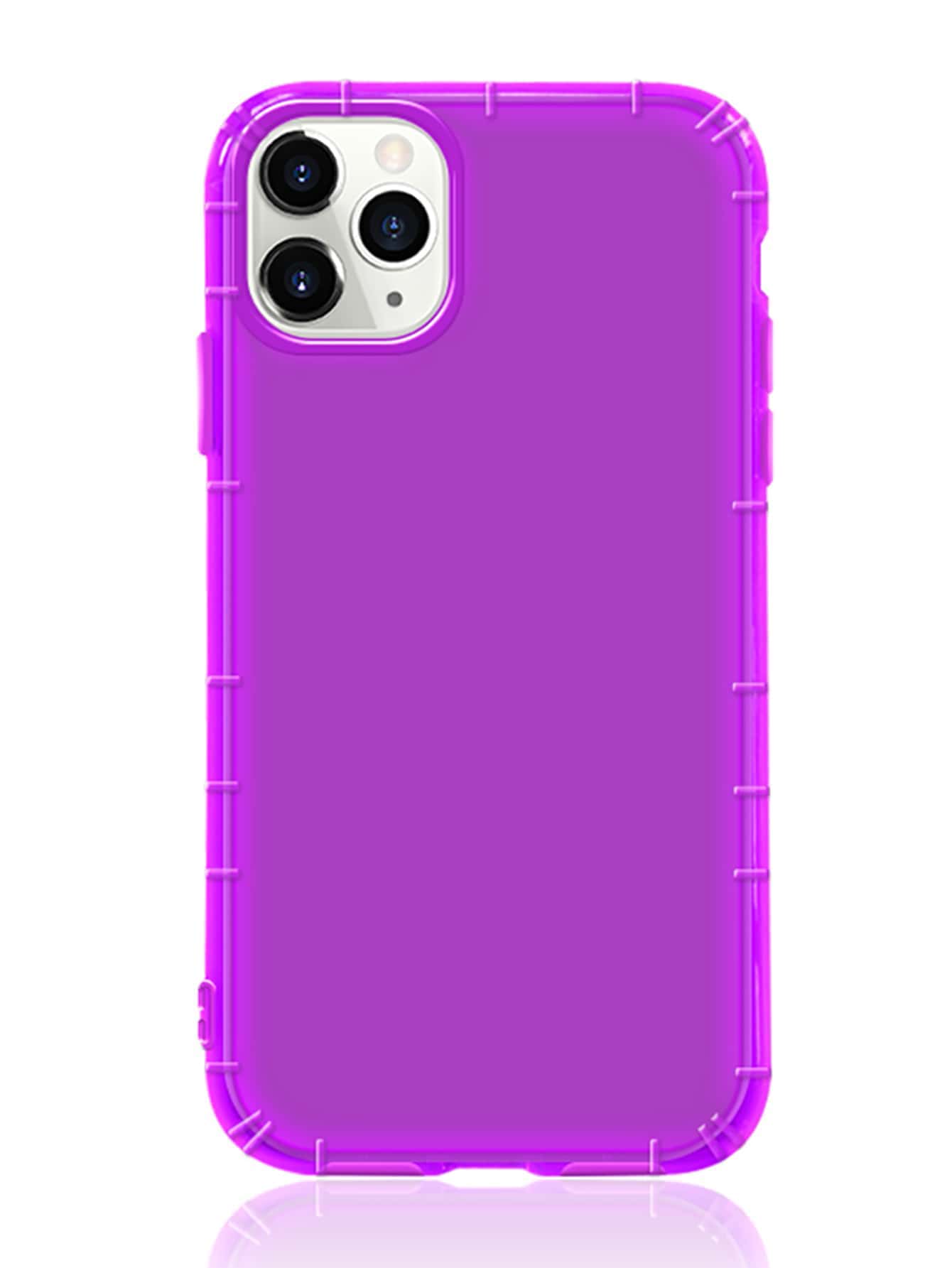 Basic Phone Cases 1pc Semi-Transparent Purple Solid Color Inflatable Phone Case TPU Compatible With Iphone 16/16Pro/16Plus/16Promax/15Promax/11/12/13/14/XR/13mini/15Plus/14Promax/13Promax/12Promax/XR/XSMAX - Purple - View 1