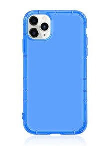 Apple Basic Phone Cases 1pc Semi-Transparent Blue Solid Bubble Cushion TPU Phone Case Compatible With IPhone 16/16 Pro/16 Plus/16 Pro Max/15 Pro Max/11/12/13/14/XR/13 Mini/15 Plus/14 Pro Max/13 Pro Max/12 Pro Max/XR/XS Max Waterproof Shockproof Anti-Fall Scratch Resistant