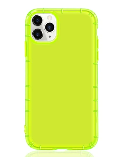 1 pieza Funda de teléfono con cojín de aire de color verde sólido semi-transparente de TPU compatible con iPhone 16/16 Pro/16 Plus/16 Pro Max/15 Pro Max/11/12/13/14/XR/13 Mini/15 Plus/14 Pro Max/13 Pro Max/12 Pro Max/XR/XS Max, resistente al agua, a los golpes, a las caídas y a los arañazos