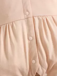 SHEIN Baby Girl 2pcs Button Up Ruffle Trim Tee Jumpsuit - Multicolor - View 3