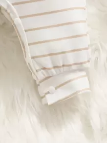 SHEIN Baby Girl 2pcs Button Up Ruffle Trim Tee Jumpsuit - Multicolor - View 7