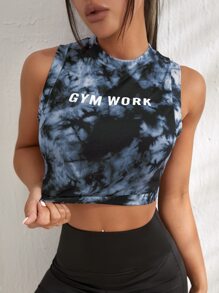Yoga Trendy Áo Tees & Tanks  Thể thao Nữ Lá thư Cà vạt nhuộm - Nhiều màu - Xem 1