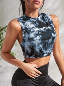 Yoga Trendy Áo Tees & Tanks  Thể thao Nữ Lá thư Cà vạt nhuộm - Nhiều màu - Xem 5