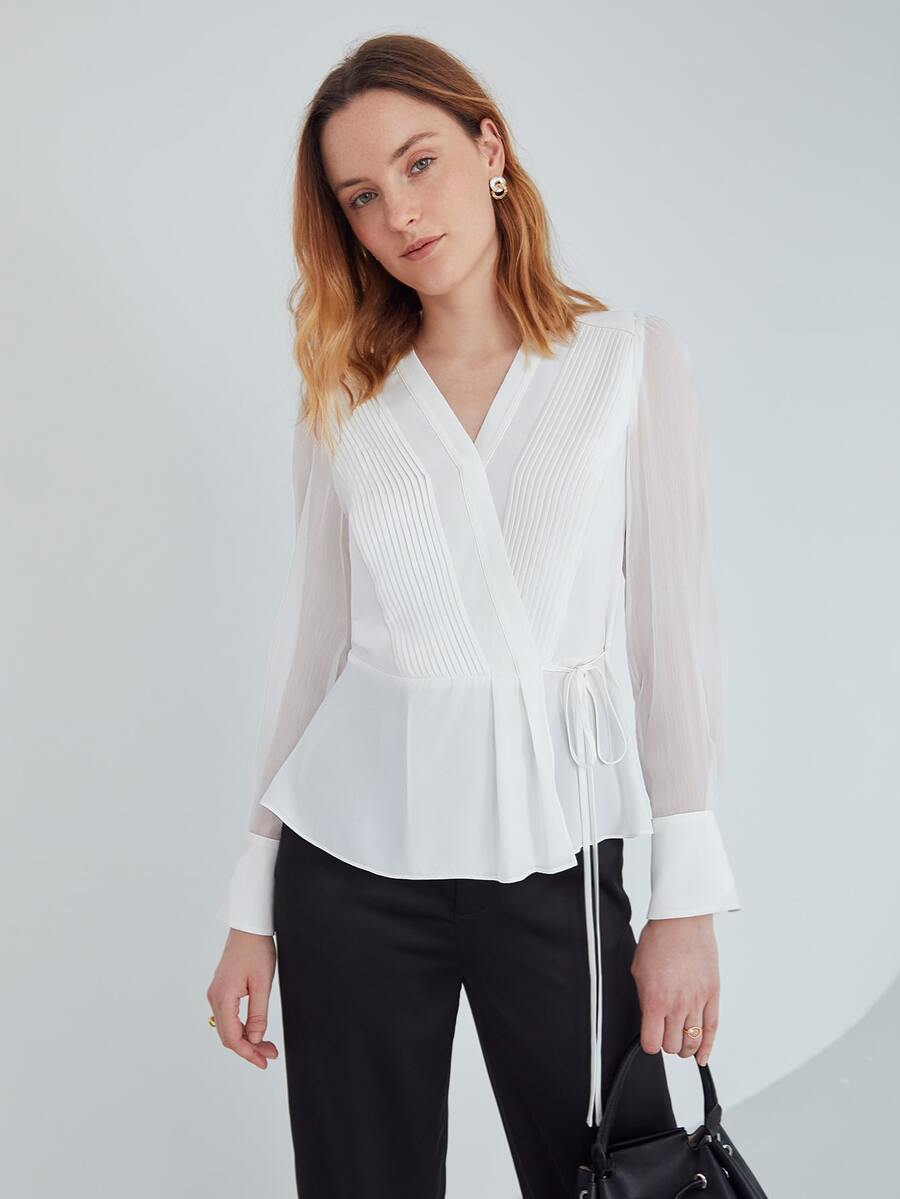 MOTF PREMIUM Blusa peplum fruncido cruzado