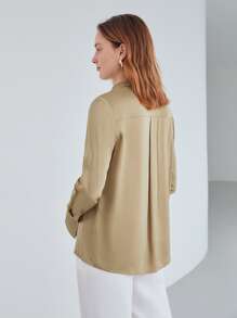 MOTF PREMIUM VISCOSE SATIN SHIRT - Khaki - View 3