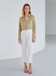 MOTF PREMIUM VISCOSE SATIN SHIRT - Khaki - View 4