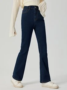 Teen Girls Flare Leg Jeans - Dark Wash - View 1