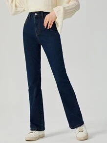 Teen Girls Flare Leg Jeans - Dark Wash - View 4