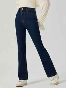 Teen Girls Flare Leg Jeans - Dark Wash - View 5