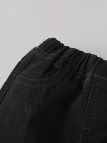 SHEIN 男孩彈性腰身收口牛仔褲 - 黑色 - 查看 4