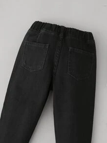 SHEIN 男孩彈性腰身收口牛仔褲 - 黑色 - 查看 6