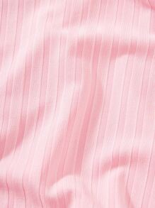 SHEIN Qutie Ribbed Knit Asymmetrical Tank Top - Baby Pink - View 5