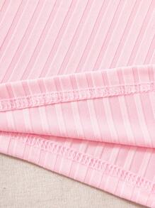 SHEIN Qutie Ribbed Knit Asymmetrical Tank Top - Baby Pink - View 6