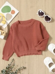 SHEIN Baby Waffle Knit Sweater - Rusty Rose - View 1