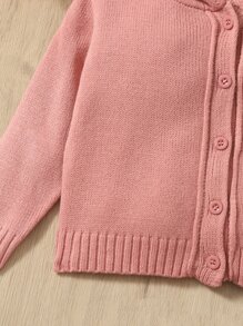 SHEIN Baby Hooded Button Front Cardigan - Dusty Pink - View 4