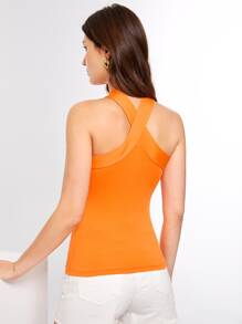 SHEIN BAE Top halter neón naranja de espalda nadador