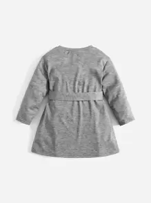 SHEIN Baby Solid Belted Dress - Grey - View 2