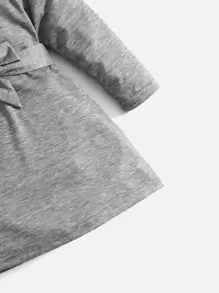 SHEIN Baby Solid Belted Dress - Grey - View 4