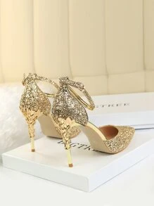 Fall/Winter Sequin Ankle Strap High Heel Shoes, Casual For Daily Wear,Elegant,Party