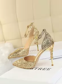 Fall/Winter Sequin Ankle Strap High Heel Shoes, Casual For Daily Wear,Elegant,Party