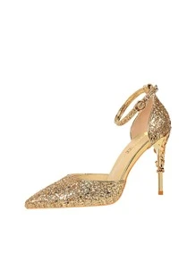 Fall/Winter Sequin Ankle Strap High Heel Shoes, Casual For Daily Wear,Elegant,Party