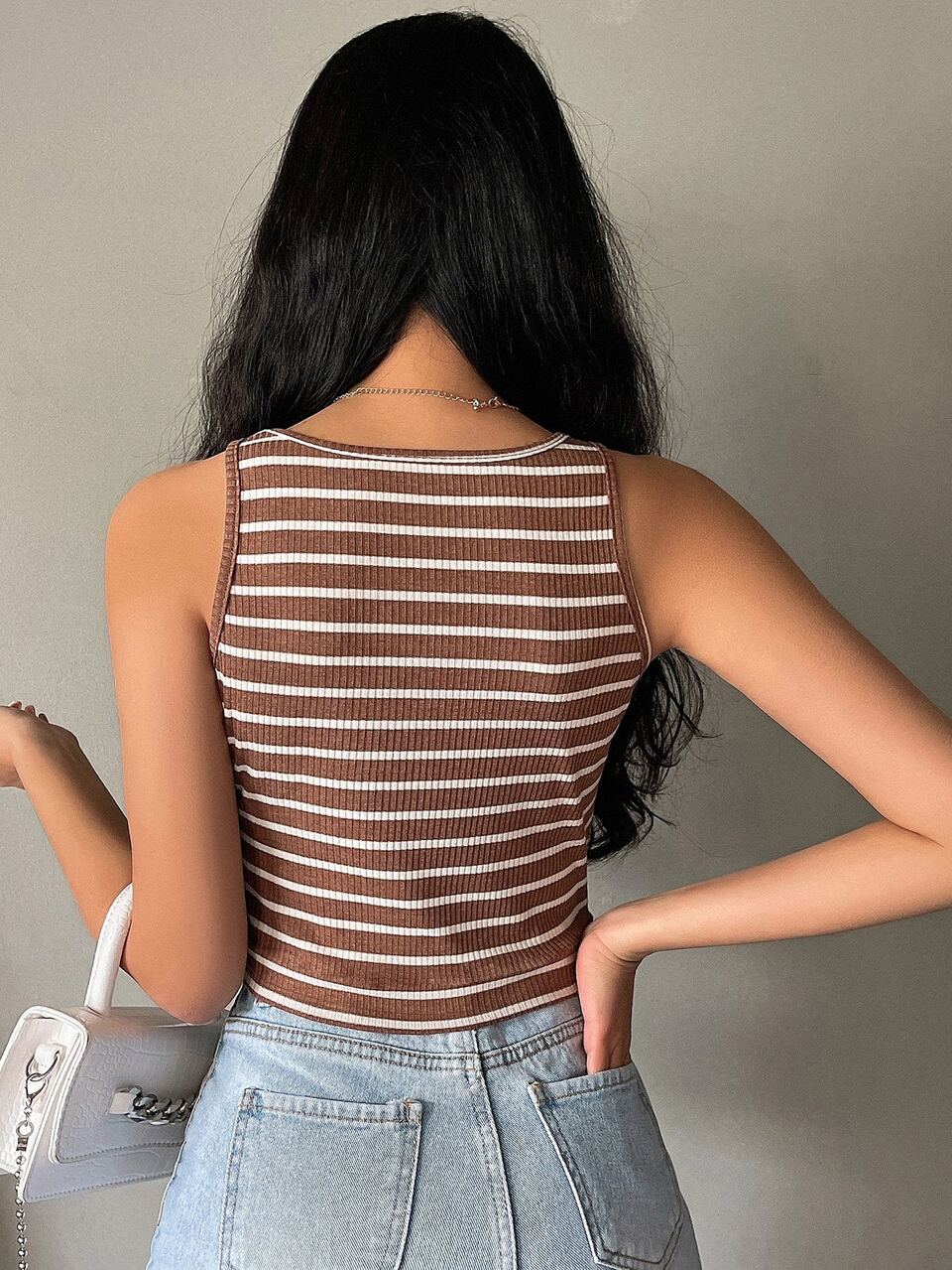 Striped Print Crop Tank Top