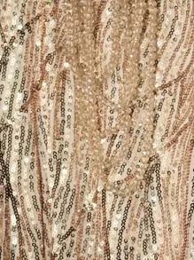 Plus Cold Shoulder Split Thigh Sequin Formal Dress - Champagne - View 6