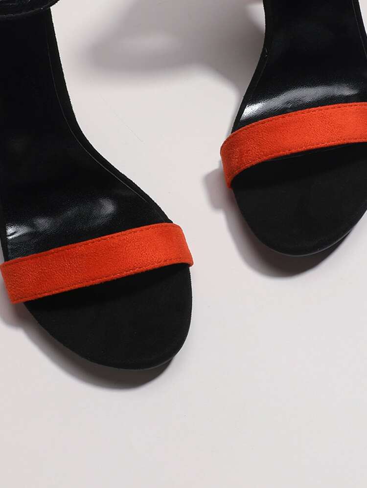 Two Tone Buckle Decor Ankle Strap Sandals,Spring Summer Outfits